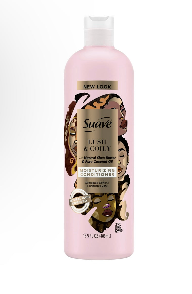 Suave Pink Lush & Coily Curl Conditioner for Coily Hair