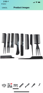 STELLA COLLECTION 10 PCS Assorted Salon Hair Styling Comb Set Professional