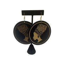 Load image into Gallery viewer, African Woman Head Wrap Silhouette Wooden Earrings
